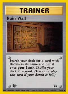 Ruin Wall card (Neo Discovery 74) with Kabuto in the artwork