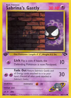 Sabrina's Gastly card (Gym Challenge 96) with Slowbro in the artwork
