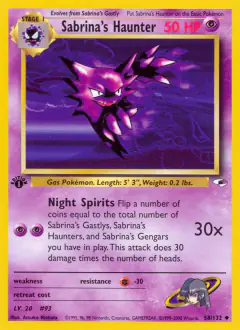 Sabrina's Haunter card (Gym Heroes 58) with Gengar in the artwork
