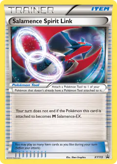 Salamence Spirit Link card (XY Black Star Promos 172) with Mega Salamence in the artwork