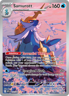 Samurott card (White Flare 107) with Wingull in the artwork