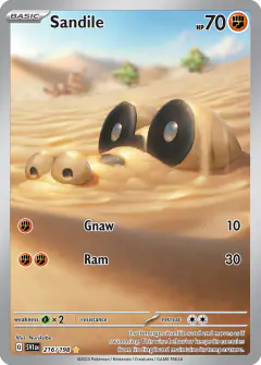 Sandile card (Scarlet & Violet Base 216) with Cacnea in the artwork