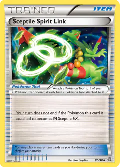 Sceptile Spirit Link card (Ancient Origins 80) with Mega Sceptile in the artwork