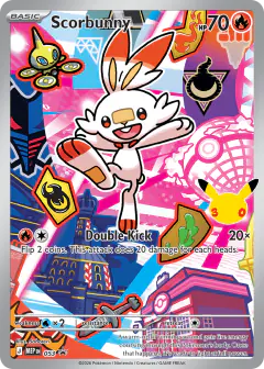 Scorbunny card (Mega Evolution Black Star Promos 53) with Centiskorch in the artwork