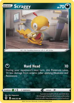 Scraggy card (Evolving Skies 98) with Lapras in the artwork