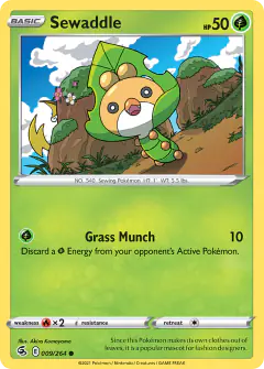 Sewaddle card (Fusion Strike 9) with Raichu in the artwork