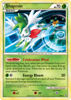 Shaymin card (HS—Unleashed 8) with Eevee in the artwork