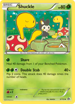 Shuckle card (Legendary Treasures 3) with Emolga in the artwork