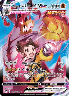 Single Strike Urshifu VMAX card (Brilliant Stars Trainer Gallery TG19) with Gloria in the artwork