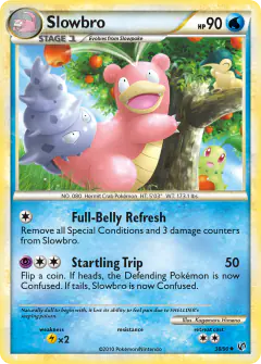 Slowbro card (HS—Undaunted 38) with Chikorita in the artwork