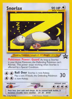 Snorlax card (Wizards Black Star Promos 49) with Eevee in the artwork