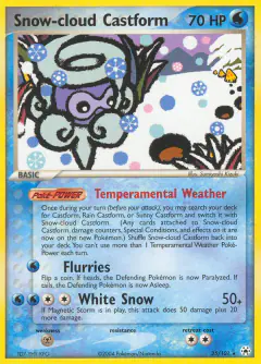 Snow-cloud Castform card (Hidden Legends 25) with Snorunt in the artwork
