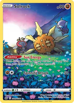 Solrock card (Crown Zenith Galarian Gallery GG15) with Volbeat in the artwork