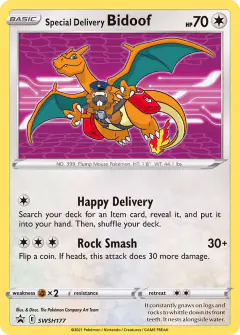 Special Delivery Bidoof card (SWSH Black Star Promos 177) with Charizard in the artwork