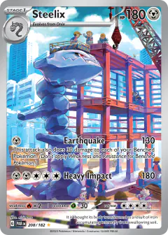 Steelix card (Paradox Rift 208) with Timburr in the artwork