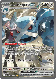 Steven's Metagross ex card (Ascended Heroes 289) with Steven in the artwork