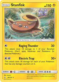 Stunfisk card (Unbroken Bonds 56) with Goomy in the artwork