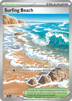 Surfing Beach card (Chaos Rising 114) with Wimpod in the artwork