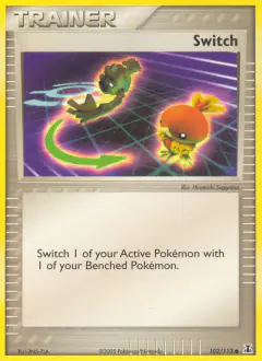 Switch card (Delta Species 102) with Torchic in the artwork