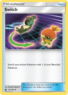 Switch card (Celestial Storm 147) with Torchic in the artwork