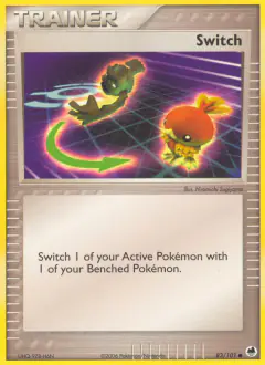 Switch card (Dragon Frontiers 83) with Torchic in the artwork
