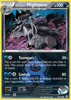 Team Aqua's Mightyena card (Double Crisis 18) with Team Aqua Grunt in the artwork