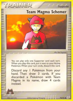 Team Magma Schemer card (Team Magma vs Team Aqua 70) with Team Magma Grunt in the artwork
