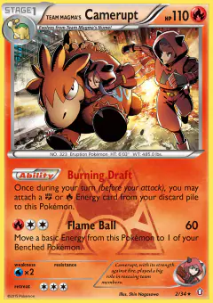 Team Magma's Camerupt card (Double Crisis 2) with Team Magma Grunt in the artwork
