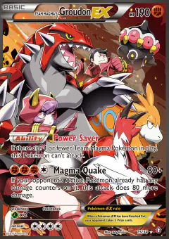Team Magma's Groudon-EX card (Double Crisis 15) with Camerupt in the artwork