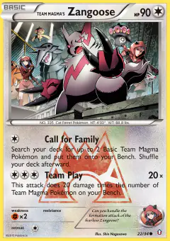 Team Magma's Zangoose card (Double Crisis 22) with Camerupt in the artwork