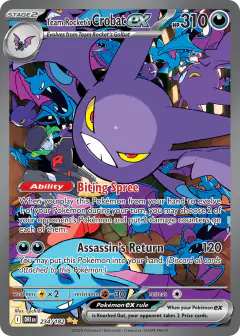 Team Rocket's Crobat ex card (Destined Rivals 234) with Team Rocket Grunt in the artwork