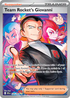 Team Rocket's Giovanni card (Destined Rivals 238) with Archer in the artwork