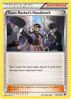 Team Rocket's Handiwork card (Fates Collide 112) with Team Rocket Grunt in the artwork
