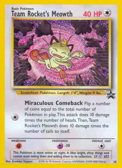 Team Rocket's Meowth card (Wizards Black Star Promos 18) with Butterfree in the artwork