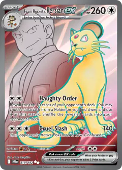 Team Rocket's Persian ex card (Destined Rivals 219) with Giovanni in the artwork