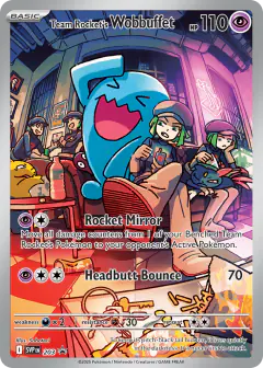 Team Rocket's Wobbuffet card (Scarlet & Violet Black Star Promos 203) with Sneasel in the artwork
