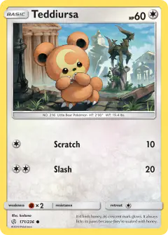 Teddiursa card (Cosmic Eclipse 171) with Arceus in the artwork