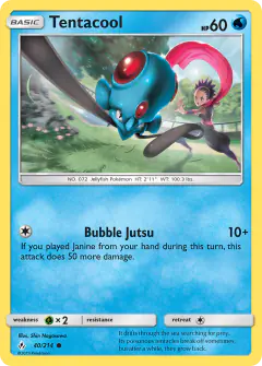 Tentacool card (Unbroken Bonds 40) with Janine in the artwork