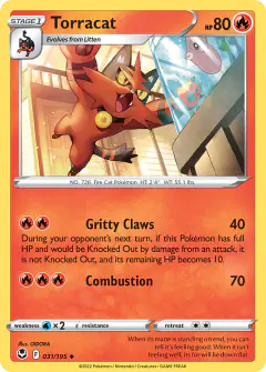 Torracat card (Silver Tempest 31) with Luvdisc in the artwork