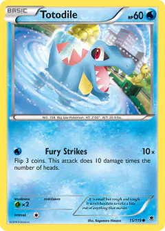 Totodile card (Phantom Forces 15) with Horsea in the artwork
