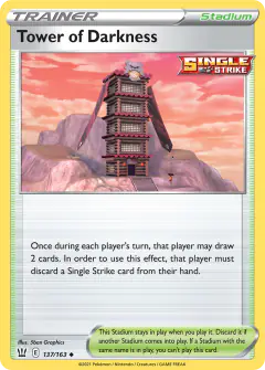 Tower of Darkness card (Battle Styles 137) with Kubfu in the artwork