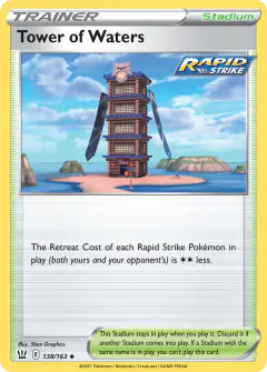 Tower of Waters card (Battle Styles 138) with Kubfu in the artwork