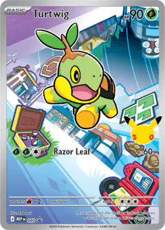 Turtwig card (Mega Evolution Black Star Promos 40) with Bidoof in the artwork