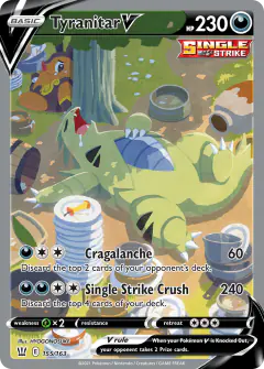 Tyranitar V card (Battle Styles 155) with Pignite in the artwork