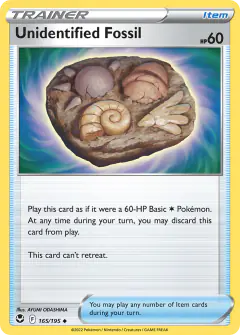 Unidentified Fossil card (Silver Tempest 165) with Amaura in the artwork