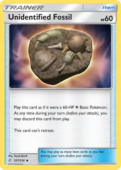 Unidentified Fossil card (Cosmic Eclipse 207) with Anorith in the artwork