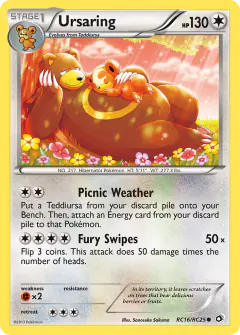 Ursaring card (Legendary Treasures RC16) with Teddiursa in the artwork
