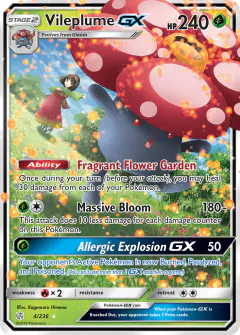 Vileplume-GX card (Cosmic Eclipse 4) with Erika in the artwork