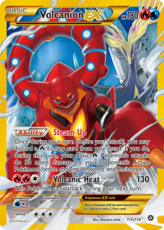 Volcanion-EX card (Steam Siege 115) with Xerneas in the artwork