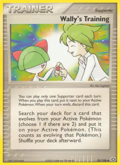 Wally's Training card (Emerald 85) with Ralts in the artwork